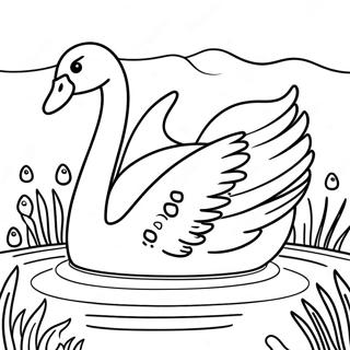 Elegant Swan Swimming Coloring Page 15280-12636