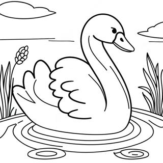 Elegant Swan Swimming Coloring Page 15280-12802