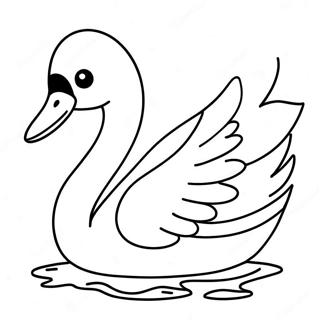 Elegant Swan Swimming Coloring Page 15280-12932