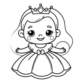 Adorable Baby Princess In A Gown Coloring Page 15300-12962