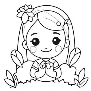 Adorable Girl With Flowers Coloring Page 1532-1226