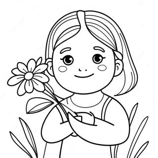 Adorable Girl With Flowers Coloring Page 1532-1228