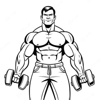 Muscular Man Lifting Weights Coloring Page 15340-12849