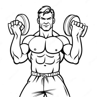 Muscular Man Lifting Weights Coloring Page 15340-12850