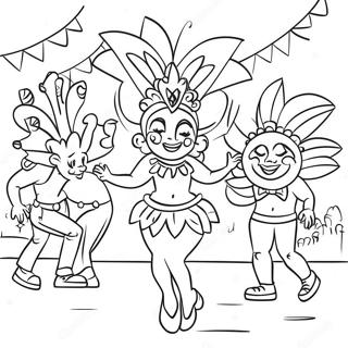 Brazilian Carnival Scene Coloring Page 15350-13001