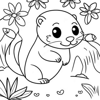 Playful Ferret In A Garden Coloring Page 15390-12889