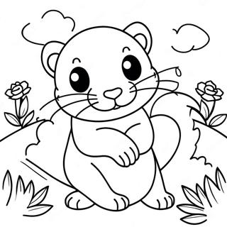 Playful Ferret In A Garden Coloring Page 15390-12890