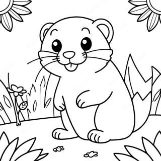 Playful Ferret In A Garden Coloring Page 15390-12892