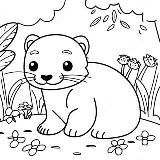 Playful Ferret In A Garden Coloring Page 15390-13034