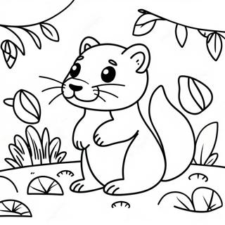 Playful Ferret In A Garden Coloring Page 15390-13035