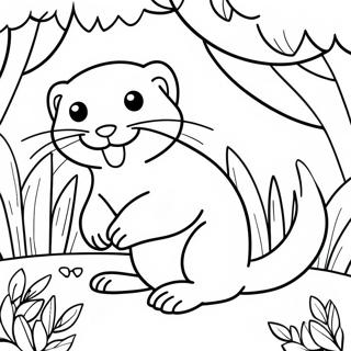 Playful Ferret In A Garden Coloring Page 15390-13036