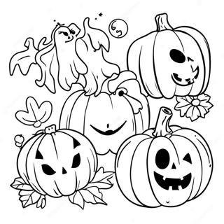 Spooky Vintage Halloween Decorations Coloring Page 15500-13130