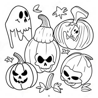 Spooky Vintage Halloween Decorations Coloring Page 15500-13131