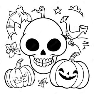 Spooky Vintage Halloween Decorations Coloring Page 15500-13132