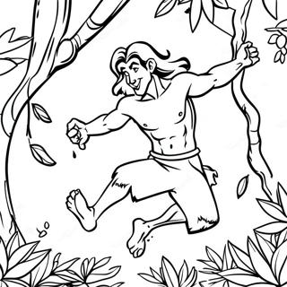 Tarzan Swinging On Vines Coloring Page 15591-13193