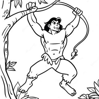 Tarzan Swinging On Vines Coloring Page 15591-13194