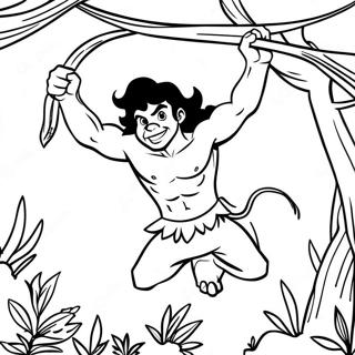 Tarzan Swinging On Vines Coloring Page 15591-13195