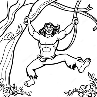 Tarzan Swinging On Vines Coloring Page 15591-13196