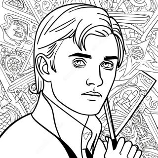 Draco Malfoy With Wand Coloring Page 15611-13212