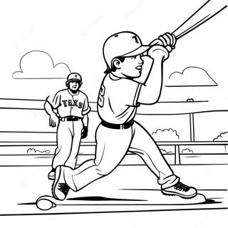 Texas Rangers Baseball Player Swinging Coloring Page 15621-13217