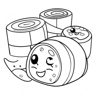 Cute Sushi Roll Coloring Page 1562-1249