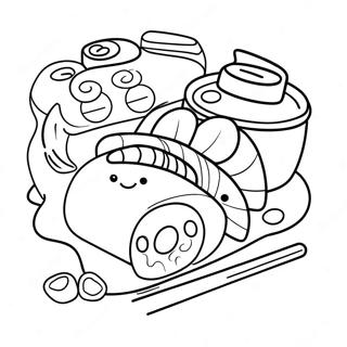 Cute Sushi Roll Coloring Page 1562-1251