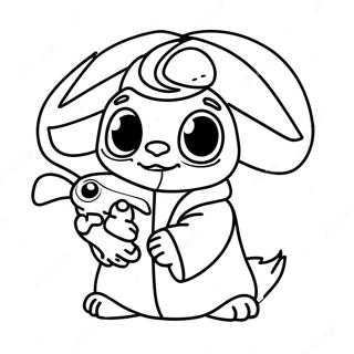 Cute Stitch And Baby Yoda Coloring Page 15661-13250