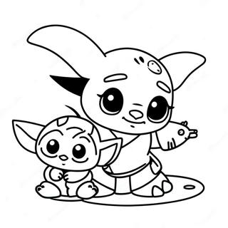 Cute Stitch And Baby Yoda Coloring Page 15661-13251