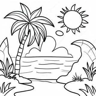 Tropical Sunset Coloring Page 15681-13266