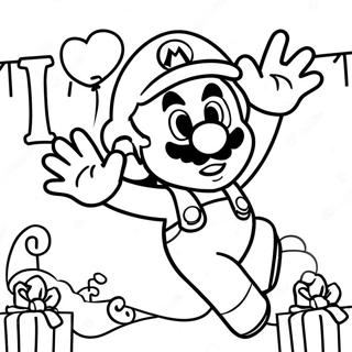 Mario Birthday Coloring Pages