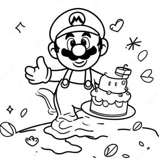 Mario Birthday Celebration Coloring Page 15700-13279