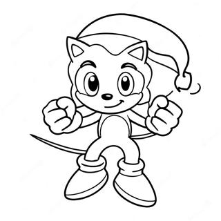 Sonic The Hedgehog In Santa Hat Coloring Page 15761-13329