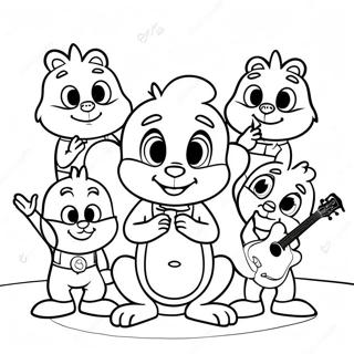 Alvin Singing With Friends Coloring Page 1582-1266