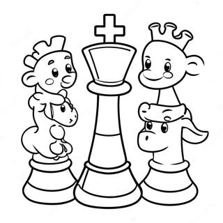 Cute Cartoon Chess Characters Coloring Page 15871-13417