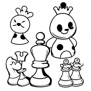 Cute Cartoon Chess Characters Coloring Page 15871-13420