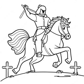 Spooky Headless Horseman Riding A Horse Coloring Page 15912-13444