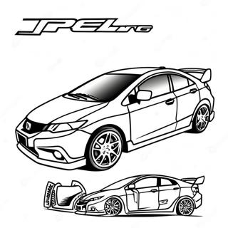 Sporty Honda Civic Racing Coloring Page 15922-13450