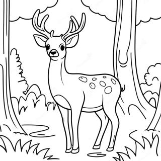 Majestic Deer In The Forest Coloring Page 15972-13490