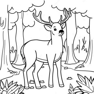 Majestic Deer In The Forest Coloring Page 15972-13492