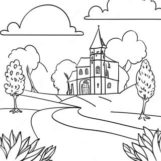 Charming French Landscape Coloring Page 16032-13537