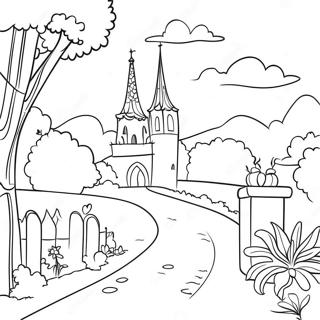 Charming French Landscape Coloring Page 16032-13538