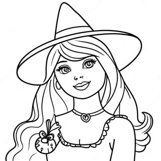 Spooky Barbie Witch Coloring Page 16052-13553