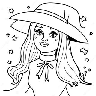 Spooky Barbie Witch Coloring Page 16052-13554