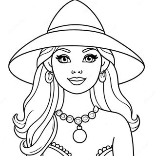 Spooky Barbie Witch Coloring Page 16052-13556