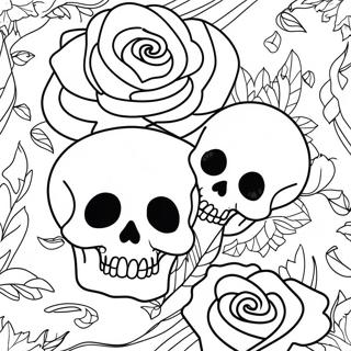 Love Skulls And Roses Coloring Page 16081-13574