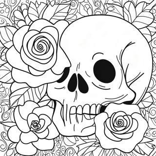 Love Skulls And Roses Coloring Page 16081-13575