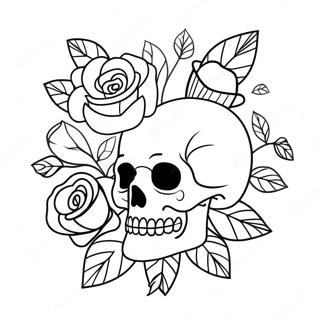 Love Skulls And Roses Coloring Page 16081-13576