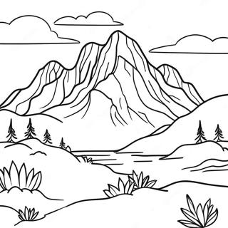 Realistic Mountain Landscape Coloring Page 16191-13662