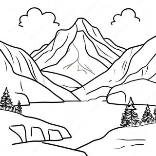 Realistic Mountain Landscape Coloring Page 16191-13663