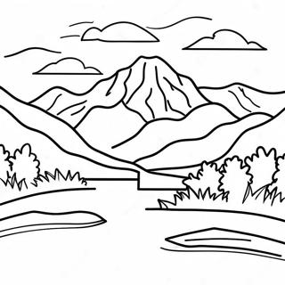 Realistic Mountain Landscape Coloring Page 16191-13664